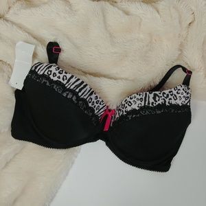 Black Fuchsia By Secret Lace Black White Bra